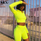 New Female Fluorescence Fitness Two Pieces Sets