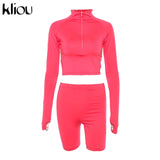 New Female Fluorescence Fitness Two Pieces Sets