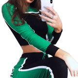 Women Sports Running Suit Patchwork Sportswear Tracksuit