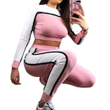 Women Sports Running Suit Patchwork Sportswear Tracksuit