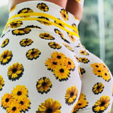 3D Floral black fitness leggings women's