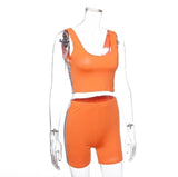 Stretchy Neon Reflective Striped Biker Shorts Set Women