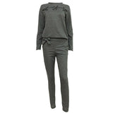 Women Spring Autumn Casual Solid Fitness Set