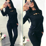 Women Spring Autumn Casual Solid Fitness Set